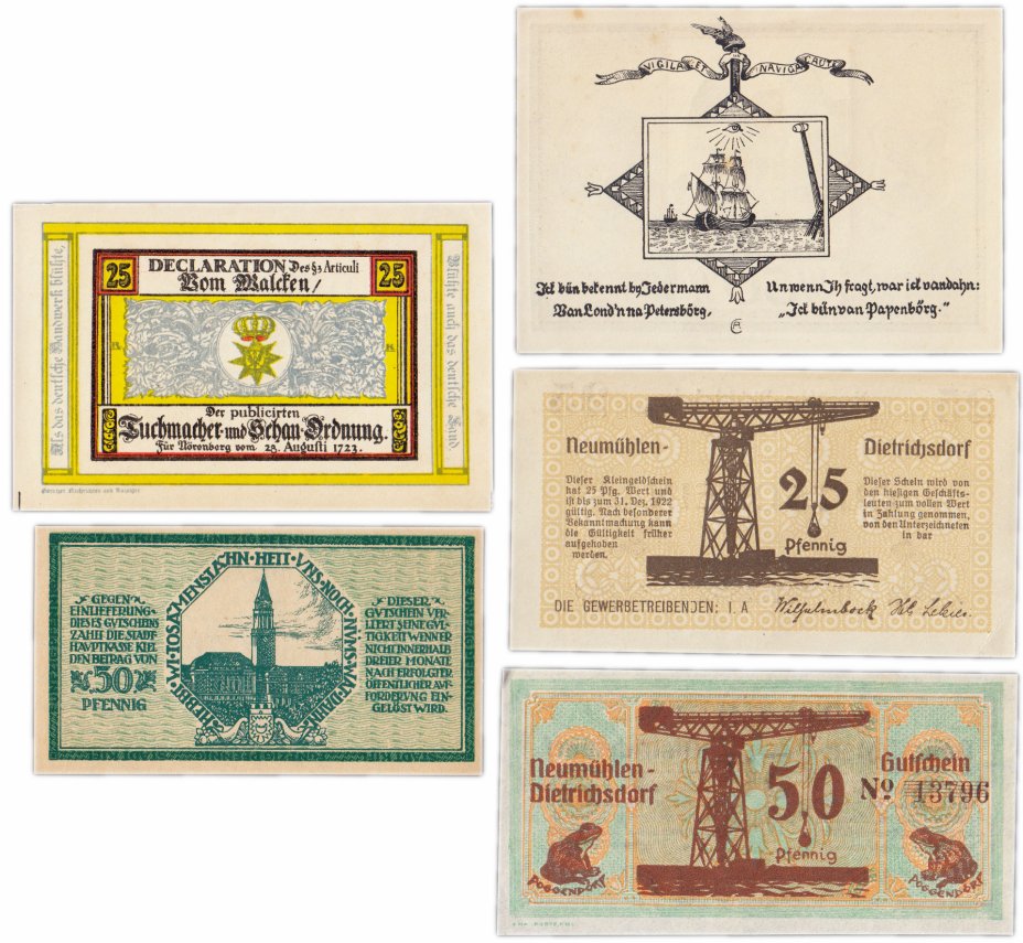 купить Германия (разные земли) набор из 5 нотгельдов 1918-1922
