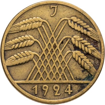 купить Германия 10 рейхспфеннигов (reichspfennig) 1924 J знак монетного двора "J" — Гамбург