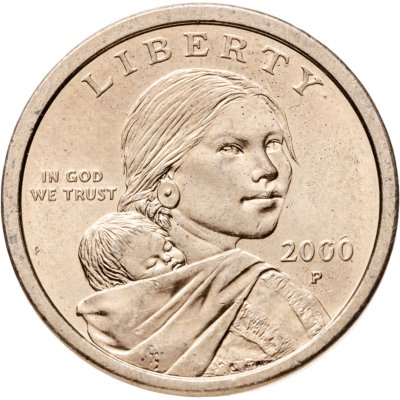 купить США 1 доллар (dollar) 2000 P Sacagawea dollar (Сакагавея доллар - парящий орёл) знак монетного двора "P" - Филадельфия
