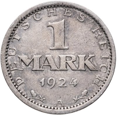 купить Германия 1 марка (mark) 1924 A знак монетного двора "A" — Берлин
