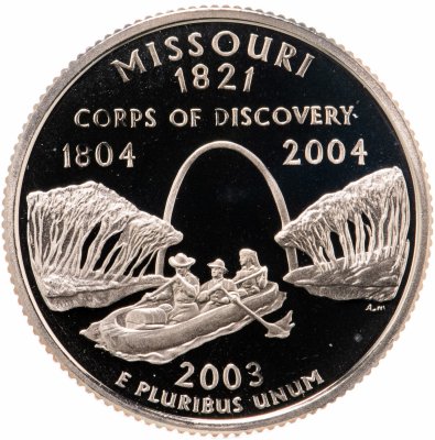 купить США 25 центов (квотер, 1/4 доллара, quarter dollar) 2003 S Квотер штата Миссури знак монетного двора: "S" - Сан-Франциско