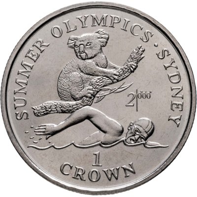 купить Гибралтар 1 крона 1999 Игры XXVII летней Олимпиады Сидней-2000 г. - плавание/коала
