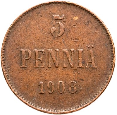 купить 5 пенни (pennia) 1908 Российская Финляндия