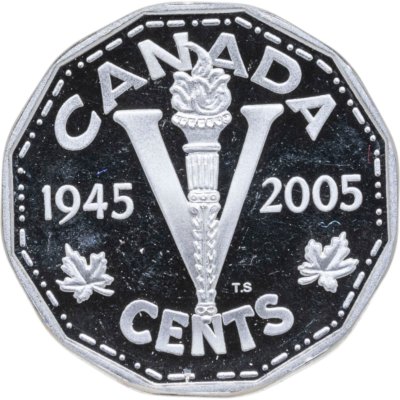 купить Канада 5 центов (cents) 2005 Proof 60 лет победы во Второй Мировой войне, с профилем Георга VI