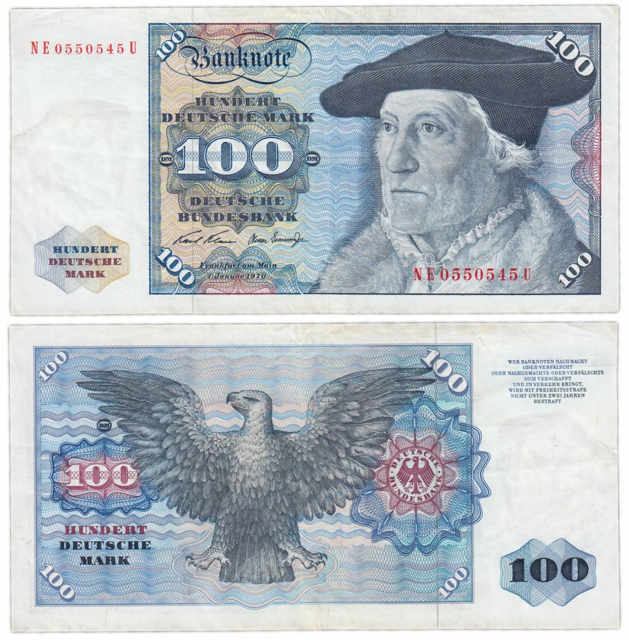 купить Германия ФРГ 100 марок 1970 (Pick 34а)