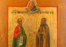 Купить Икона "Свв. пророк Наум и преподобный Сергий Радонежский", дерево, темпера, золочение, Российская империя, 1870-1910 гг.