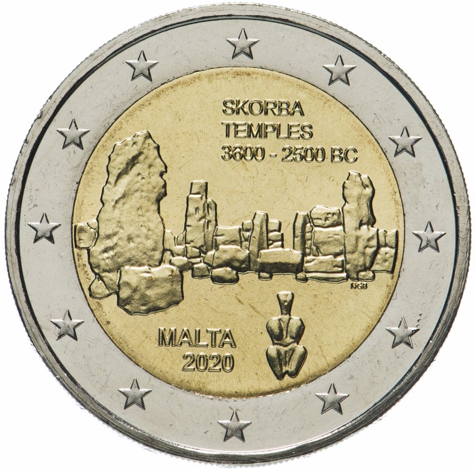 купить Мальта 2 евро 2020 "Доисторические места Мальты - мегалитический храм Скорба"