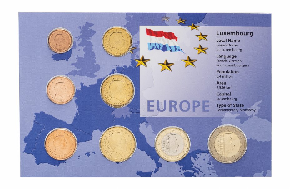 купить Люксембург набор монет евро 2002 (8 монет в буклете)
