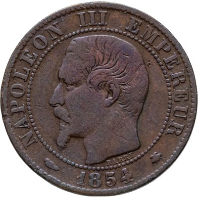 купить Франция 5 сантимов (centimes) 1854 BB знак монетного двора: "BB" - Страсбург