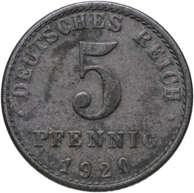 купить Германия 5 пфеннигов (pfennig) 1920 A