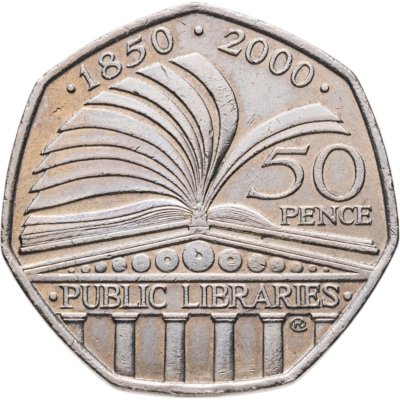 купить Великобритания 50 пенсов 2000 "150 лет публичной библиотеке"