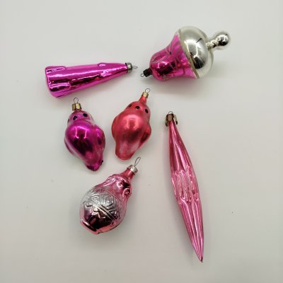 купить Набор из шести ёлочных игрушек, стекло, металл, роспись, СССР, 1960-1980 гг.