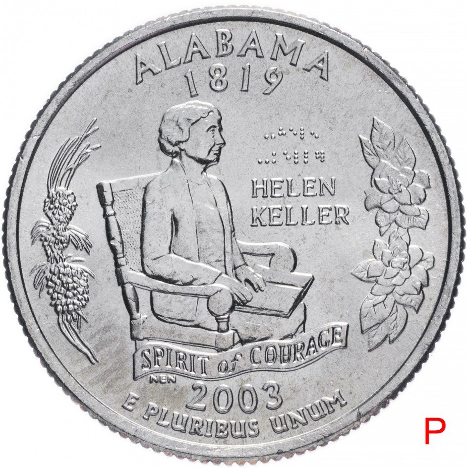 купить США 1/4 доллара (квотер, 25 центов) 2003 P "Штат Алабама"
