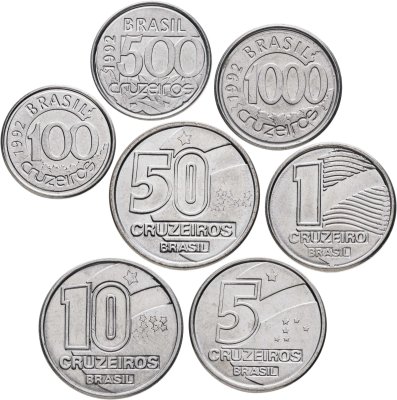 купить Бразилия полный набор монет для обращения 1990-1992 (7 шт)