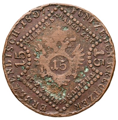 купить Австрия 15 крейцеров 1807, знак монетного двора "B" - Кремница