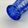 Купить Ваза для цветов кобальтового цвета с резным декором, стекло, алмазная грань, Завод «Красный Гигант», СССР, 1960-1980 гг.