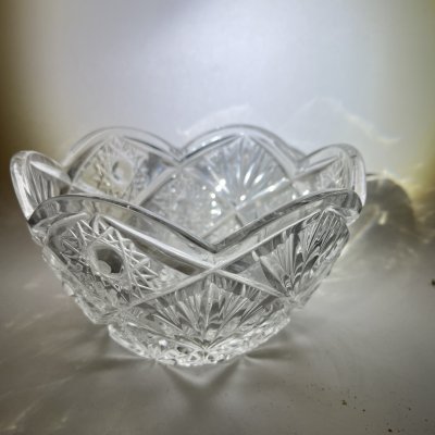 купить Салатник круглой формы с геометрическим декором, хрусталь, пресс, СССР, 1970-1990 гг.