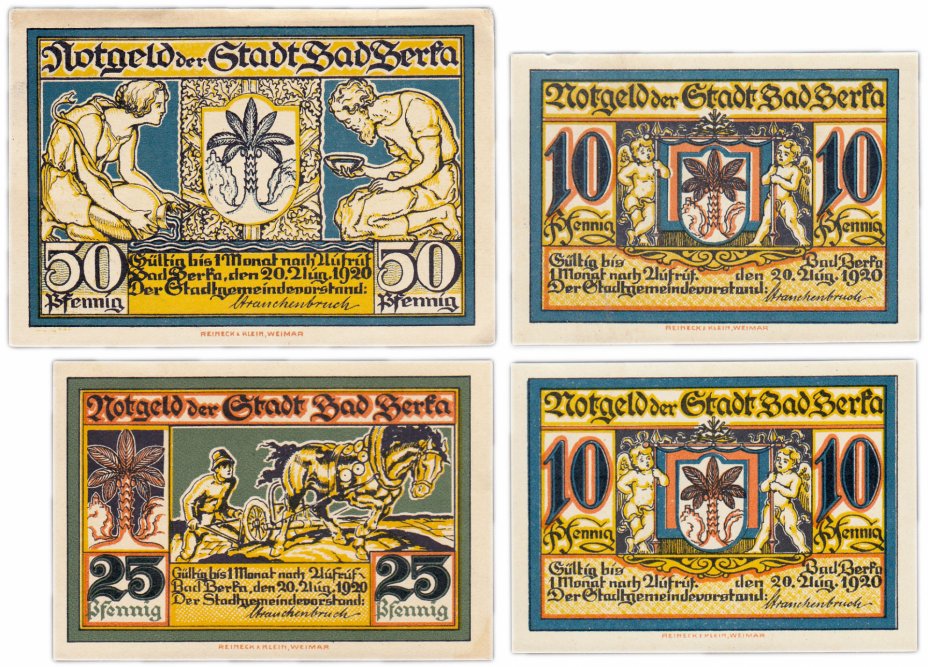 купить Германия (Тюрингия: Бад-Берка) набор из 4-х нотгельдов 1920 (79.1a/B1)