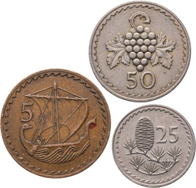 купить Кипр набор монет для обращения 1963-1980 (3 шт.)