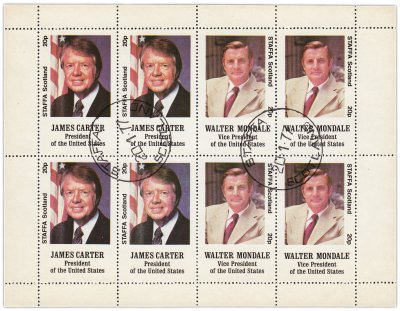 купить Великобритания Шотландия набор марок "Президент и вице-президент США" квартблок