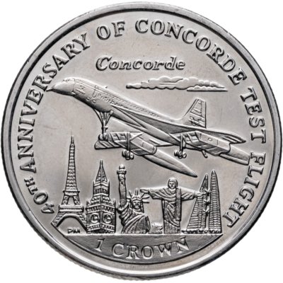 купить Остров Мэн 1 крона (crown) 2009 40 лет тестовому полёту Конкорда