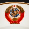 Купить Пара десертных тарелок из Кремлёвского сервиза с гербом СССР, фарфор, деколь, золочение, Ленинградский фарфоровый завод (ЛФЗ), СССР, 1970-1980 гг.