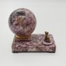 Купить Часы настольные в форме шара на подставке с фигуркой кошки, натуральный камень, металл, Российская Федерация, 2000-2020 гг.