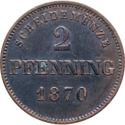 купить Германия, Бавария 2 пфеннига 1870