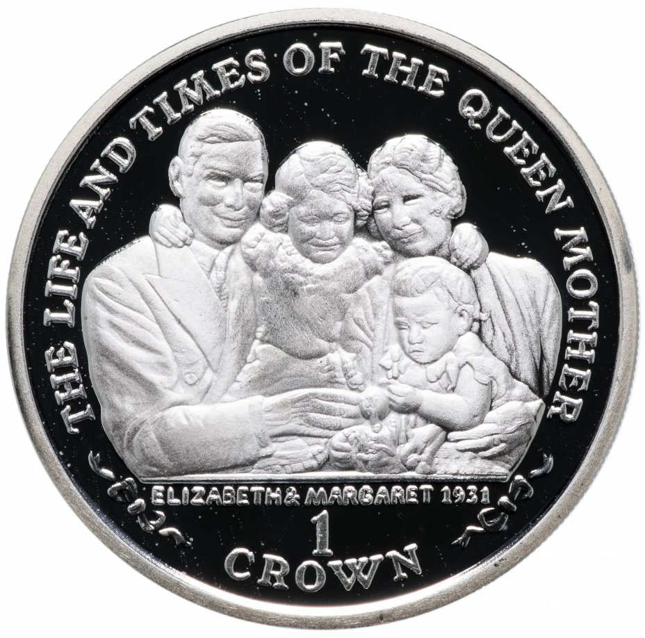 купить Остров Мэн 1 крона (crown) 2000 "Королева Елизавета и принцесса Маргарет" с сертификатом