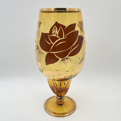 купить Ваза в виде кубка, стекло, резьба, золочение, Чехословакия, 1970-1990 гг.