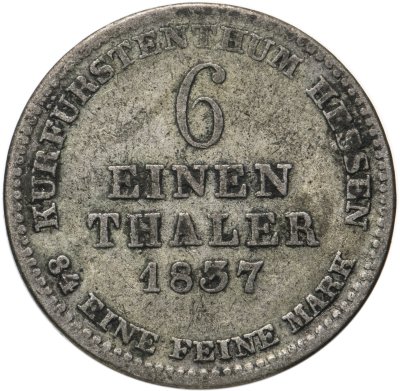 купить Германия, Гессен-Кассель 1/6 талера 1837