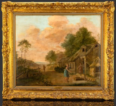 купить Картина "Возвращение блудного сына", выполненная в стилистике фламандской школы, подпись автора H. Jacobus, дерево, масло, Европа, 1890-1900 гг.