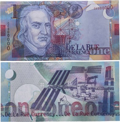 купить Тестовая банкнота Великобритания 1999 De La Rue "Исаак Ньютон Космос"