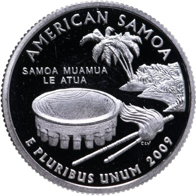 купить США 25 центов (квотер, 1/4 доллара, quarter dollar) 2009 Американское Самоа, знак монетного двора "S" - Сан-Франциско
