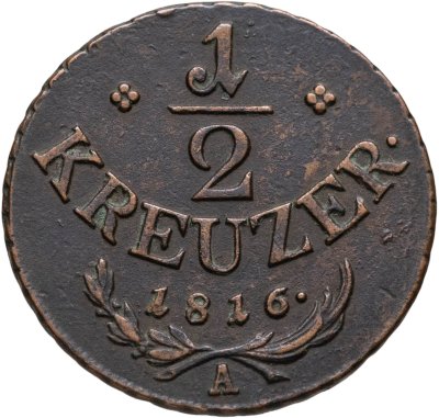 купить Австрия 1/2 крейцера (kreuzer) 1816, Знак монетного двора "A" - Вена