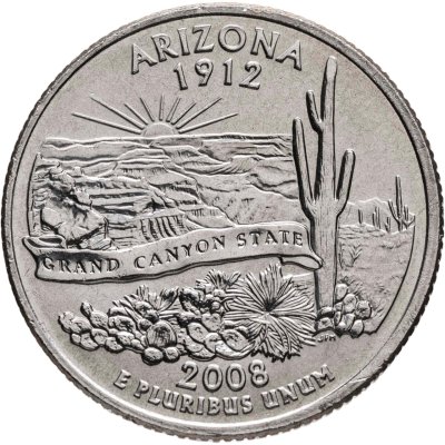 купить США 25 центов (квотер, 1/4 доллара, quarter dollar) 2008 "Аризона", знак монетного двора "D" - Денвер