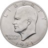 Купить США 1 доллар  1971 S доллар Эйзенхауэра (Лунный доллар) серебро, знак монетного двора "S" - Сан-Франциско