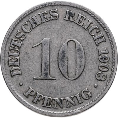 купить Германия 10 пфеннигов (pfennig) 1908 A знак монетного двора: "A" - Берлин