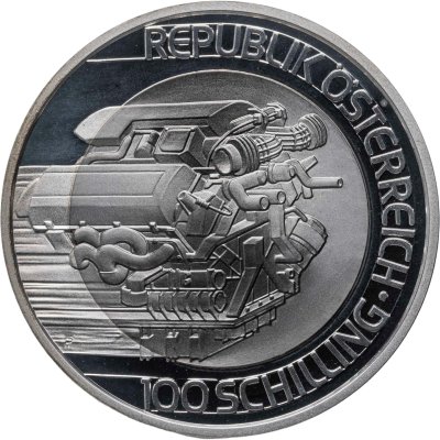 купить Австрия 100 шиллингов 2001 "Мобильность Поезд, самолет, автомобиль" в футляре с сертификатом
