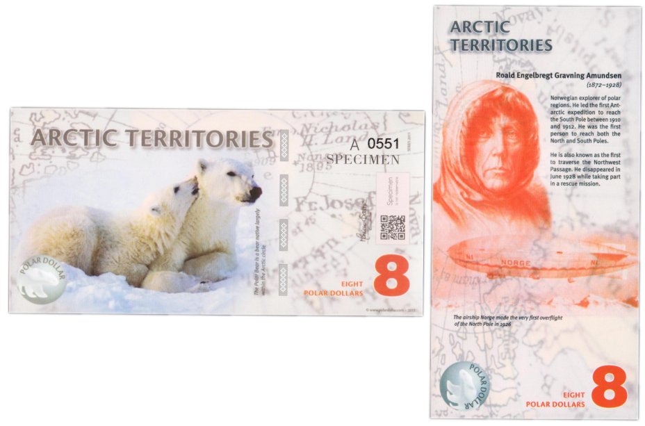 купить Сувенирная банкнота Арктические территории 8 долларов 2011