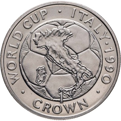 купить Гибралтар 1 крона 1990 "Чемпионат мира по футболу 1990 - карта Италии"
