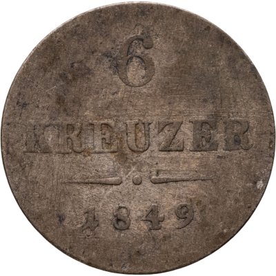 купить Австрия 6 крейцеров (kreuzer) 1849, знак монетного двора "C" - Прага