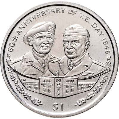 купить Британские Виргинские острова 1 доллар (dollar) 2005 "60 лет со дня Победы в Европе"
