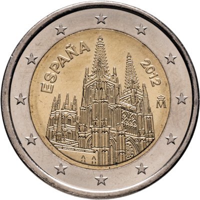 купить Испания 2 евро 2012 "ЮНЕСКО - Кафедральный собор в городе Бургос"