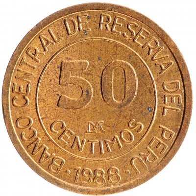 Купить 50 сантимов 1988 Перу
