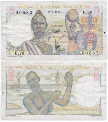 купить Французская Западная Африка 5 франков 1943