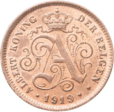 купить Бельгия 2 сантима (centimes) 1919 Надпись на голландском - 'ALBERT KONING DER BELGEN'