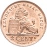 Купить Бельгия 2 сантима (centimes) 1919 Надпись на голландском - 'ALBERT KONING DER BELGEN'