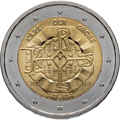 купить Германия 2 евро (euro) 2023 J 1275 лет со дня рождения Карла Великого, знак монетного двора "J" - Гамбург