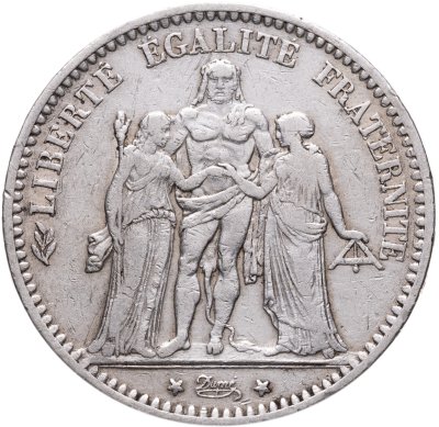купить Франция 5 франков (francs) 1874, знак монетного двора: "K" - Бордо